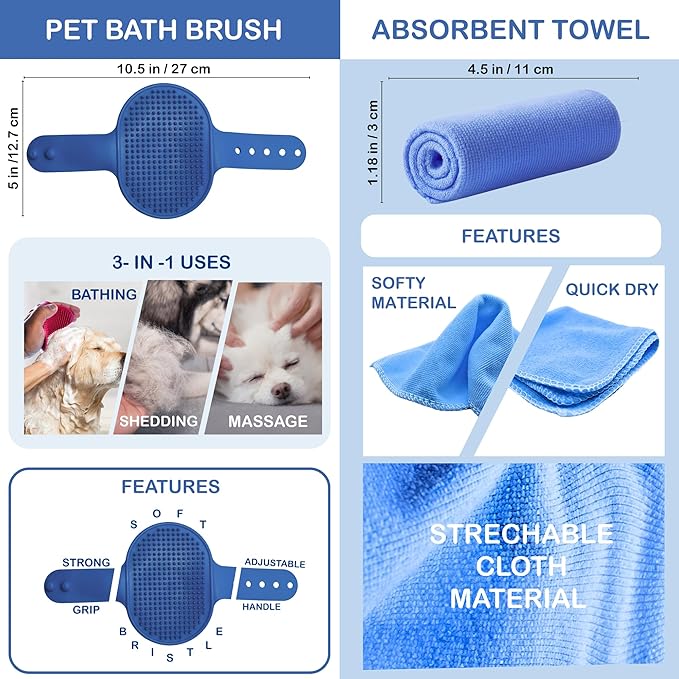 Dog Paw Cleaner for Small &amp; Medium Dogs – Portable Paw Washer Cup with Soft Silicone Brush, Towel &amp; Moisturizing Balm – Gently Cleans Muddy Paws After Walks (Blue, Medium)