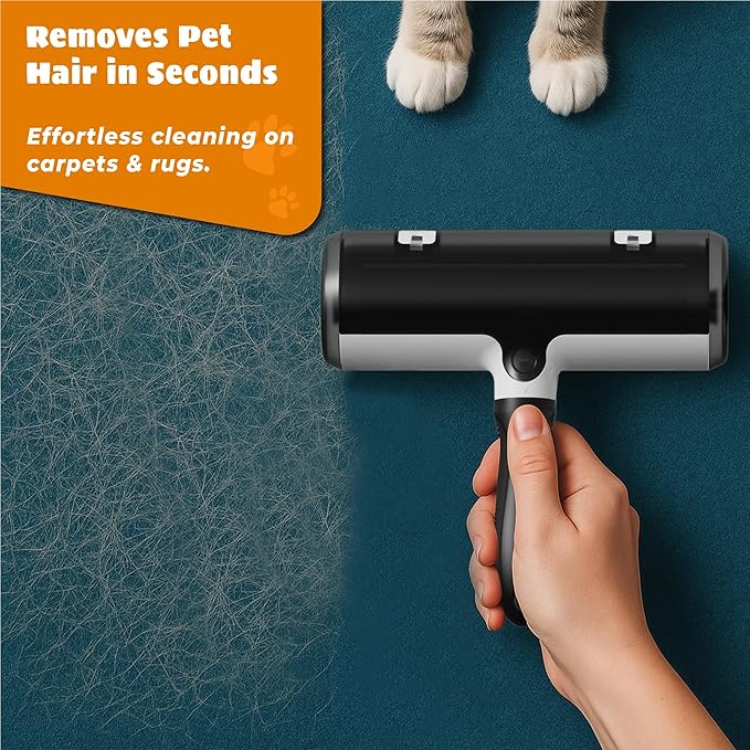 Pet Hair Remover with Fur Collector - Easy to Use Pet Hair Removal Tool - Cat &amp; Dog Hair Remover for Couch, Furniture, Clothes, Bedding, Car - Reusable Lint Roller