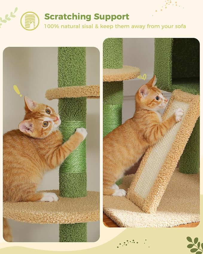 PEQULTI Tall Cat Tree, Floor to Ceiling Cat Tree Tower Adjustable [90.5&