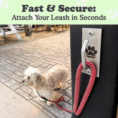 Canine Hitch- Secure Dog Leash Parking Mounted Indoor – Outdoor Wall Hook - Tie Out Stainless Steel Practical Lead Management for Home &amp; Business, Standard Size
