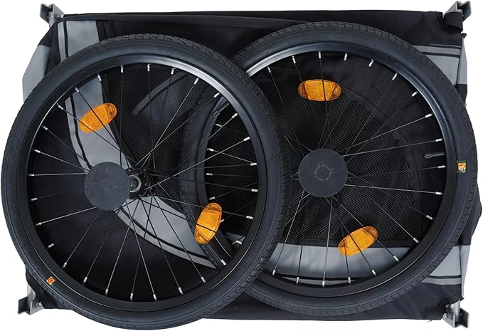 Blue-Grey Large Folding Bike Trailer for Dogs – Heavy-Duty Steel Frame, 66LB Capacity Pet Carrier for All-Terrain Cycling, Jogging &amp; Camping Adventures!