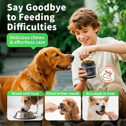 Premium Dog Digestive Enzymes and Probiotics with Pumpkin for Gut Health Support - Daily Chews for Digestion &amp; Gas Relief - Chicken Flavor-90 Count