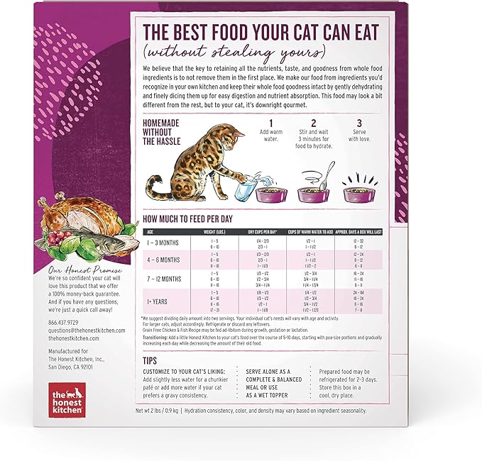 The Honest Kitchen Dehydrated Grain Free Chicken &amp; Fish Cat Food, 2 lb Box