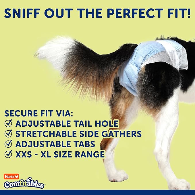 Hartz Disposable Dog Diapers, Size M 32 count, Comfortable &amp; Secure Fit, Easy to Put On