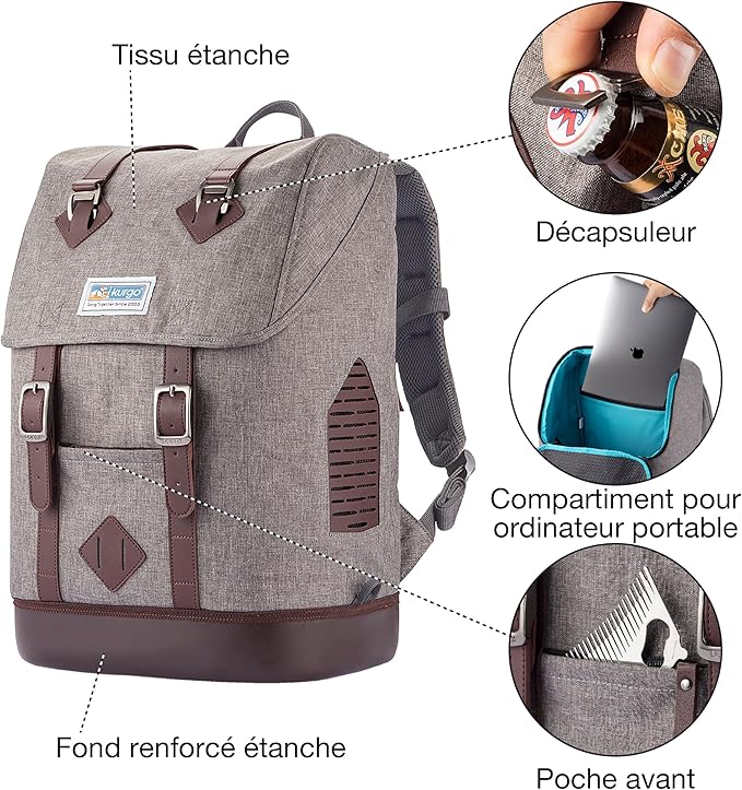 Kurgo Dog Carrier Backpack for Small Pets - Dogs &amp; Cats | TSA Airline Approved | Cat | Hiking or Travel | Waterproof Bottom | G-Train | Ruck Sack | Heather Grey