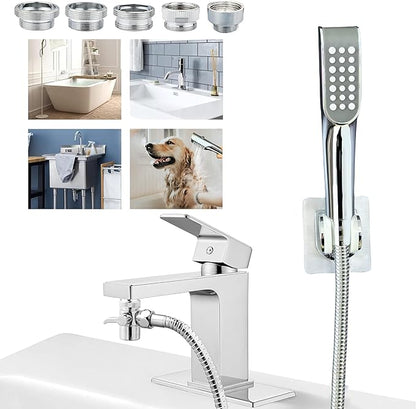 Tub faucet spayer attachment,Bathtub Shower Head Sink-Faucet with 5 Adapters, 79" Hose for Pet Dog Rinse, Baby Bath &amp; Hair washing, ON/OFF Extension for Tub Faucet, Utility Sink, Garden,Bathroom