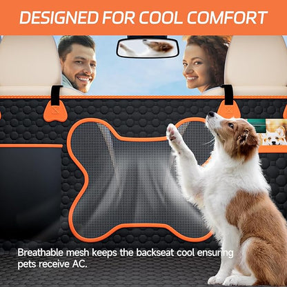 Hard Bottom Dog Car Seat Cover for Back Seat – Waterproof Nonslip Hammock Extender for Trucks &amp; SUVs, Heavy Duty Pet Protector, Black Oxford Fabric