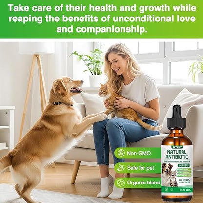 Natural Antibiotics for Dogs and Cats,Antibiotic for Cats,Dog Antibiotics in Drops,Help with Allergies, Itching, Coughs, UTIs,Skin, Coat, Digestion Care,for All Breeds &amp; Ages,Pet Supplements&amp;Vitamins