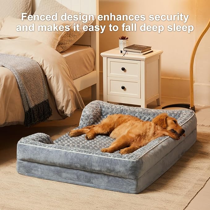 WNPETHOME Dog Beds for Large Sized Dogs, Washable Orthopedic Dog Couch Sofa Bed with Waterproof Lining &amp; Non-Skid Bottom for Pet Sleeping
