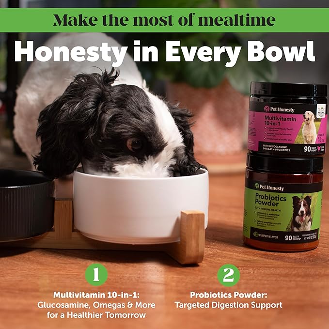 All-Natural Probiotic &amp; Pumpkin Powder Dog Supplement - Prebiotics, Probiotics, Enzymes &amp; Antioxidants for Healthy Gut Flora, Digestion &amp; Immunity (90 Scoops)