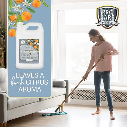 ProCare Citrus Floor Cleaner Concentrate (Made in USA) | Vinyl, Wood, Tile, Stone &amp; Laminate Floor Cleaner For Mopping, Household Supplies, Cleaning Solution For Kitchen &amp; Bathroom - 1 Gallon