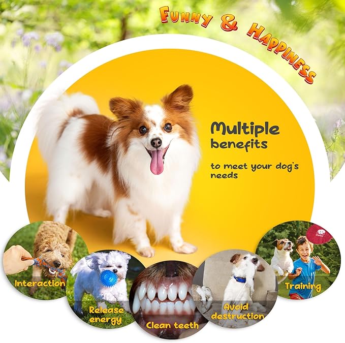 KIPRITII Puppy Toys for Dog Teething -25 Pack Various Puppy Chew Toys with Rope Toys, Dog Treat Balls &amp; Squeaky Toy for Puppy and Small Dogs