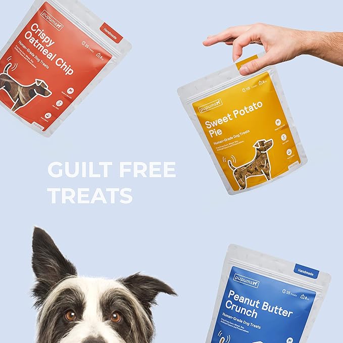 Sweet Potato, Oatmeal &amp; Peanut Butter Dog Training Treats Variety Pack of 3 Human Grade Grain Free Cookies Made in USA