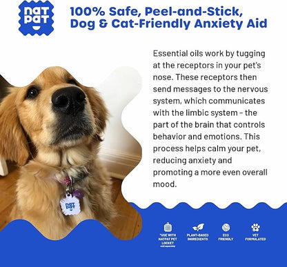 NATPAT Pet Zen Calming Patches for Dogs &amp; Cats – Non-Medicated Effective Stress Relief for Travel, Fireworks &amp; Separation Anxiety - Long Lasting &amp; Non-Toxic (24 Patches) - Locket Sold separetely