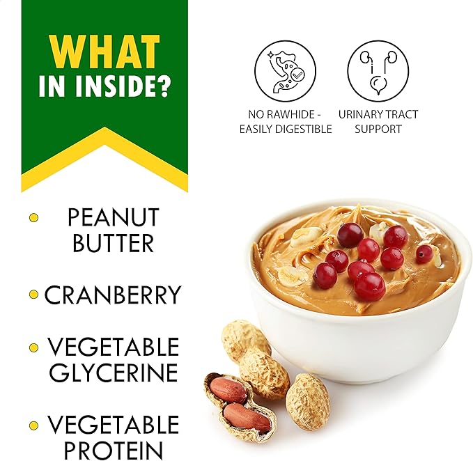 Dog Treats Peanut Butter Bones with Cranberry &amp; Rawhide Free Chew 11 Oz - Pet Natural Mini &amp; Big Snacks Healthy Collagen &amp; Bulk Best Chews for Small &amp; Large Dogs - Made for USA (Peanut Butter)