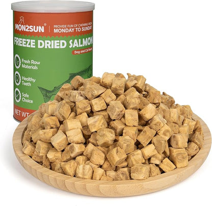 MON2SUN Freeze Dried Salmon Cat and Dog Treats, Single Ingredient Natural and Healthy Dog Snacks, High Protein Training Treats &amp; Food Topper, 6oz