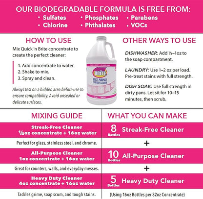 Quick N Brite All Purpose Cleaner, 7 Piece Combo Kit, with Cleaning Paste 80 oz