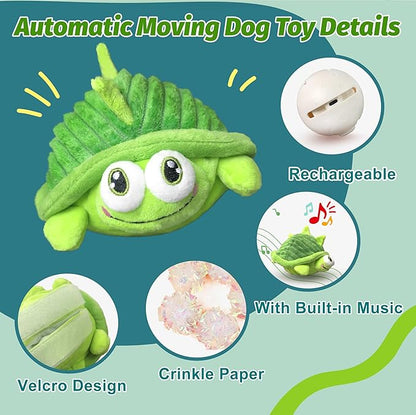 Interactive Moving Dog Toys – Plush Chew Toy with Bouncing Ball, Music &amp; Recording | Rechargeable Self-Play Toys for Small, Medium &amp; Large Dogs to Keep Them Engaged (Turtle)