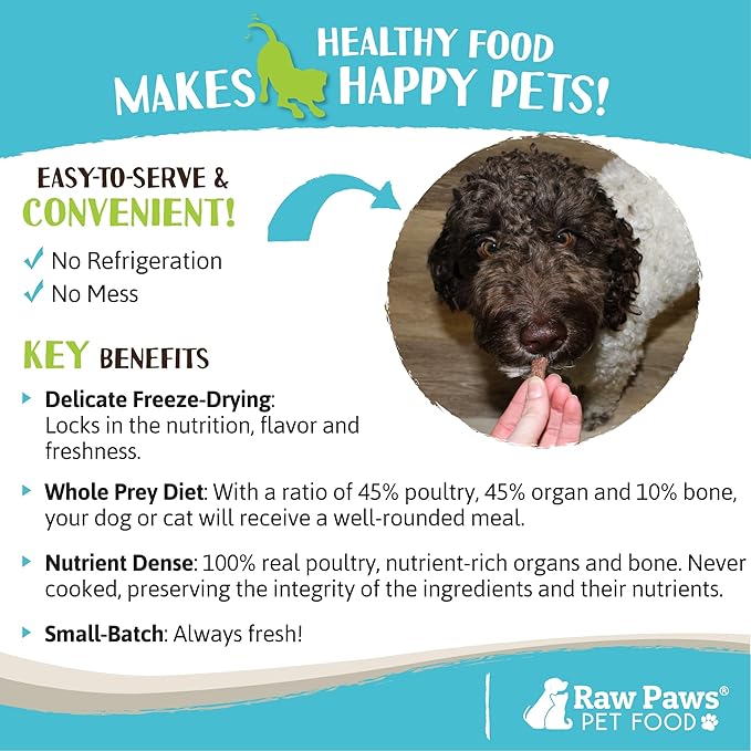 Raw Paws Freeze-Dried Pet Food for Dogs &amp; Cats- Rabbit Recipe, 4-oz - USA Raw Dog Treats for Training - Cat and Dog Treats - 100% Rabbit Meat, No Added Hormones or Antibiotics