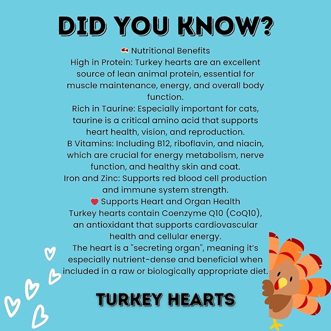 hotspot pets Freeze Dried Turkey Hearts Treats for Cats &amp; Dogs -Made in USA, 1lb Big Bag, Single Ingredient All Natural Grain-Free Turkey Heart - Great for Training, As a Topper or Snack
