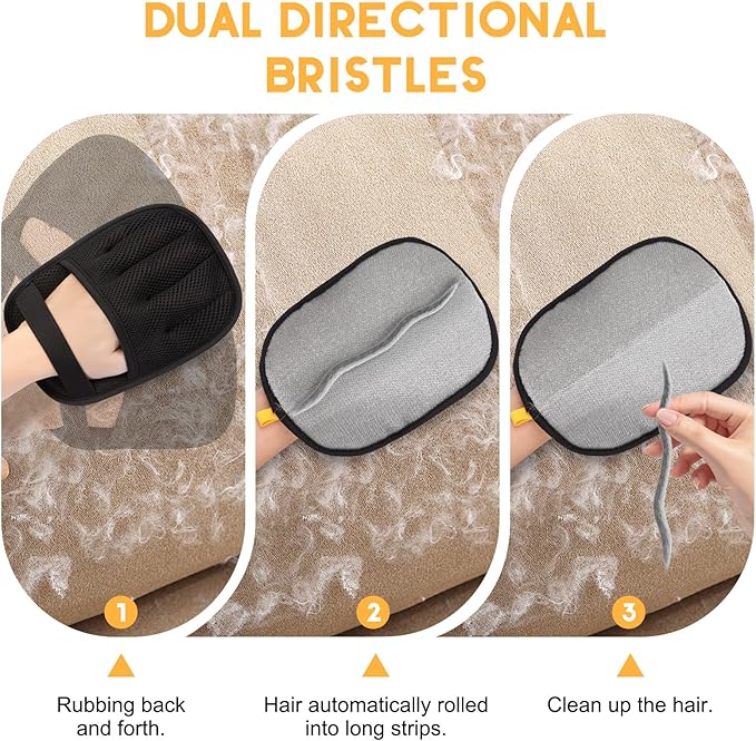 Pet Hair Remover, 2025 Upgrated Five-Finger Electrostatic Pet Hair Removal Gloves, Cat &amp; Dog Hair Remover for Couch, Furniture,Clothing, Animal Fur Removal Tool, Cat Grooming Gloves-2PCS
