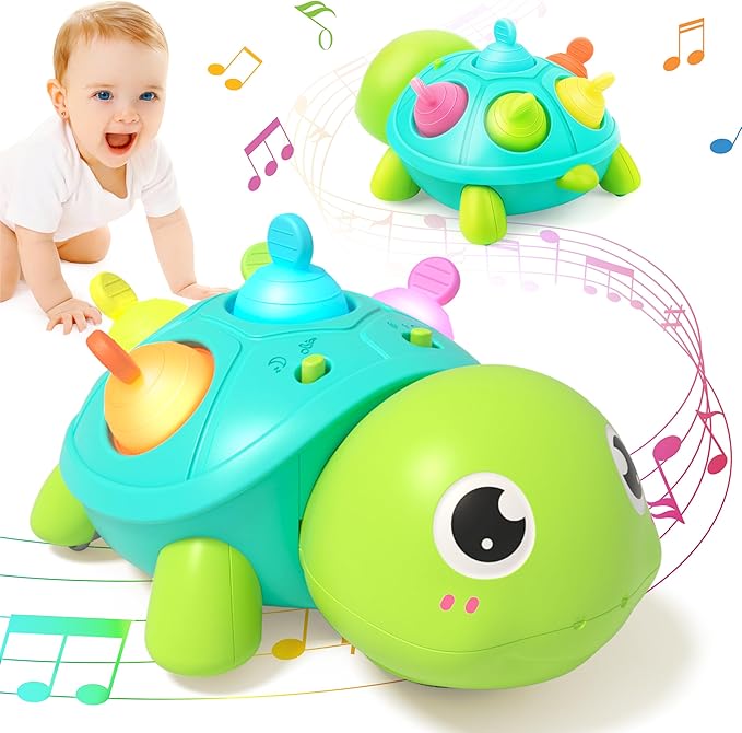 Vanmor Baby Toys 6–12 Months, Musical Turtle Infant Toy, Teething Toy with Music, Crawling Walking Toys for Babies, Early Learning Educational Toy with Light &amp; Sound, for Newborns
