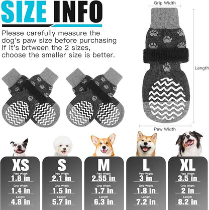 EXPAWLORER Anti Slip Dog Socks to Prevent Licking Paws, Dog Shoes for Hot Pavement, Dog Booties for Small Medium Large Senior Dogs, Traction Control Dog Boots &amp; Paw Protectors for Hardwood Floors