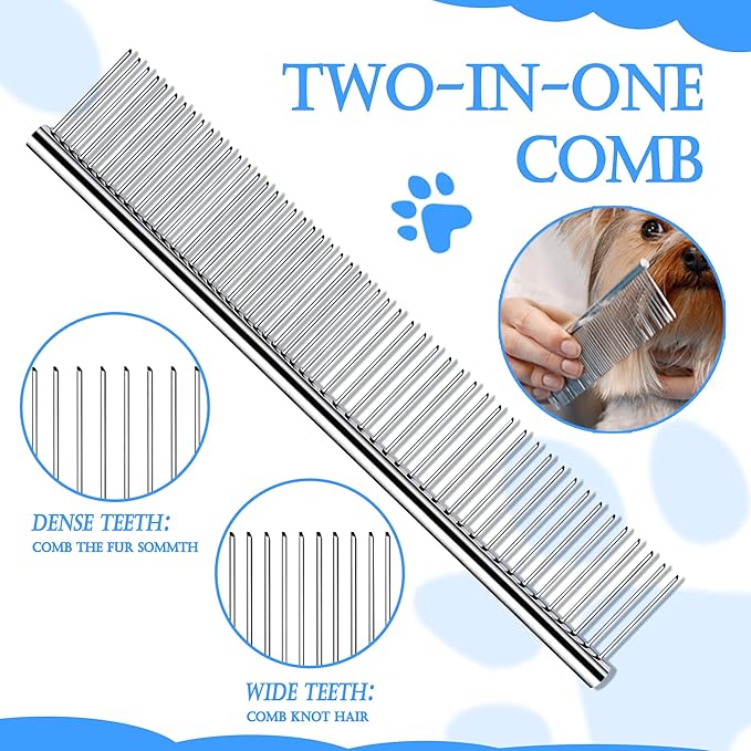 4 in 1 Cat Grooming Brush Self Cleaning Slicker Brush Dematting Tool for Dogs &amp; Cats Haired Pets Skin Friendly, Deshedding Tool, Suitable for Pet Supplies Accessories, Blue