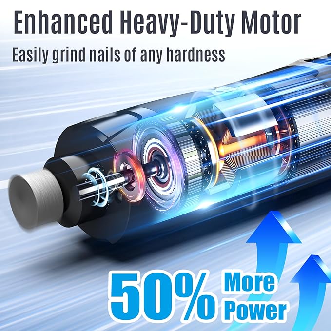 Casfuy New 6-Speed Dog Nail Grinder - 50% More Power Dog Nail Trimmers with 2 LED Lights Quiet 7h Running Time Electric Pet Nail Grinder File Toenail Grinder for Large Medium Small Dogs &amp; Cats (Black)