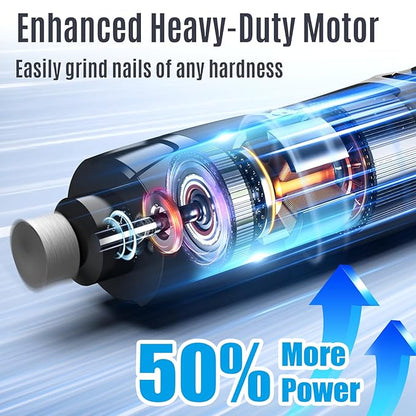 Casfuy New 6-Speed Dog Nail Grinder - 50% More Power Dog Nail Trimmers with 2 LED Lights Quiet 7h Running Time Electric Pet Nail Grinder File Toenail Grinder for Large Medium Small Dogs &amp; Cats (Black)