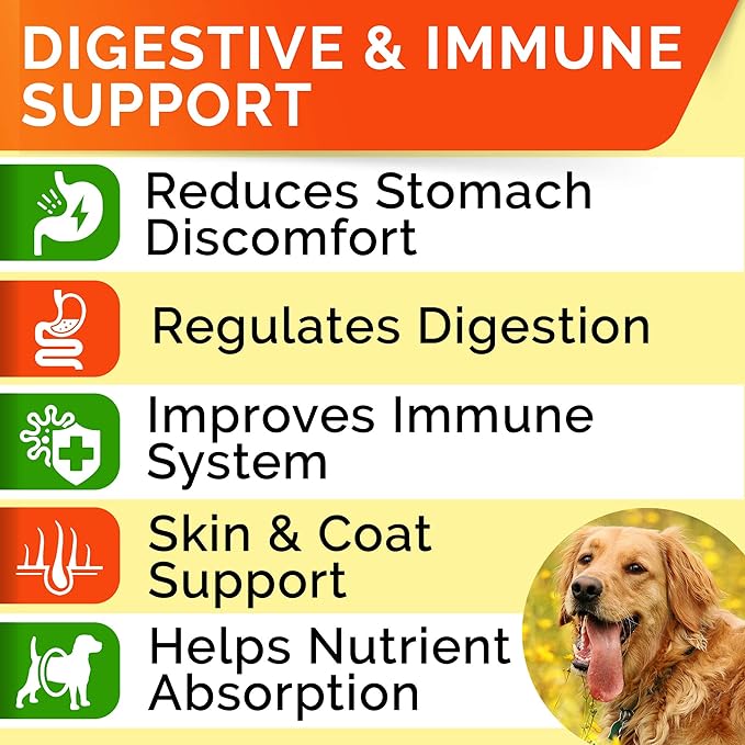 StrellaLab Pet Probiotics for Dogs &amp; Digestive Enzymes - Digestion &amp; Gut Health Treats, Dog Probiotics Chews, Fiber Supplement, Anti Diarrhea, Constipation, Upset Stomach&amp;Gas Relief, Canine Prebiotic