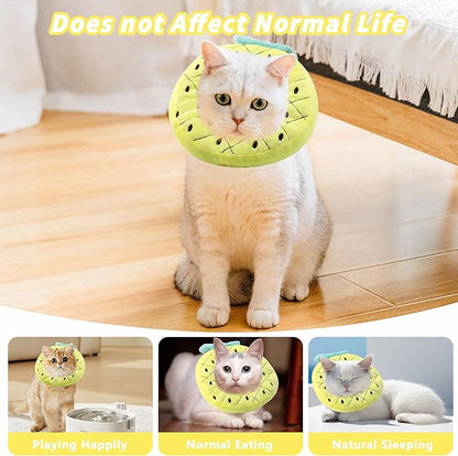 Soft Cat Cone Collar, Cute Cat Recovery Collar Suitable for Small, Medium, Large Cats,Elizabethan Neck Collar for Cats After Surgery (Pineapple, Medium)