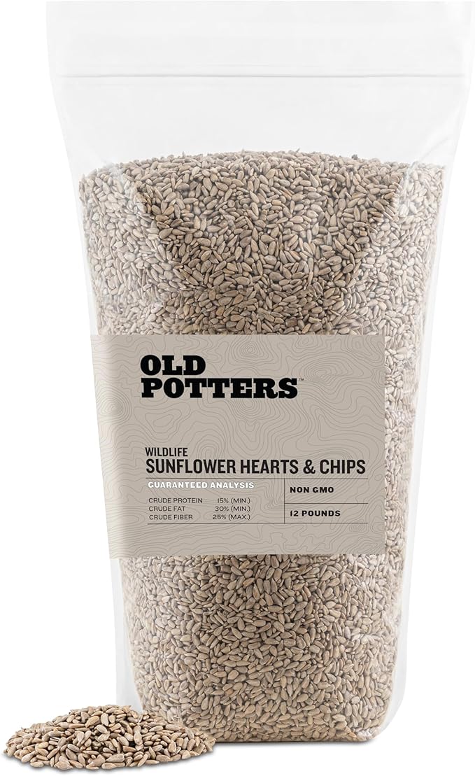Wildlife Sunflower Hearts &amp; Chips for Bird Feeding and Wildlife Bird attracting, Non-GMO and USA Grown, 12 lbs