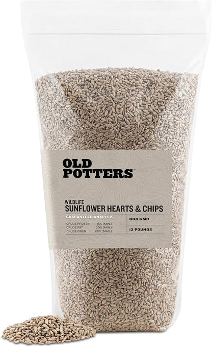 Wildlife Sunflower Hearts &amp; Chips for Bird Feeding and Wildlife Bird attracting, Non-GMO and USA Grown, 12 lbs