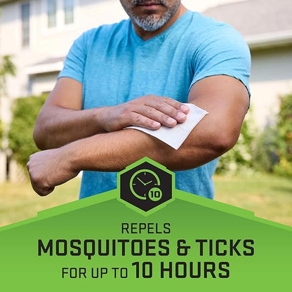 Repel Insect Repellent Mosquito &amp; Tick Wipes 12% Picaridin, Repels Mosquitoes and Ticks for Up to 10 Hours in A Convenient Travel Wipe for Whole-Family Mosquito and Tick Protection,15 Count, 3 Ounces