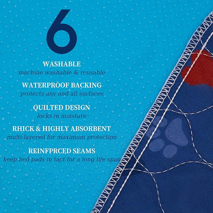 Washable Pee Pads for Dogs + Pet Grooming Gloves - Waterproof &amp; Non-Slip Fast Absorbing Puppy Potty Training Pads,Reusable Whelping Pads, Pee Pad for Guinea Pig Cage,Dog Playpen Mat