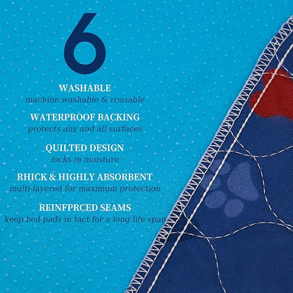 Washable Pee Pads for Dogs + Pet Grooming Gloves - Waterproof &amp; Non-Slip Fast Absorbing Puppy Potty Training Pads,Reusable Whelping Pads, Pee Pad for Guinea Pig Cage,Dog Playpen Mat