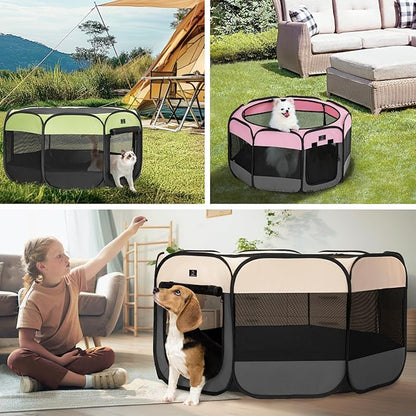 A4Pet Portable Kitten Playpen for Cats, 27" Foldable Pet Playpen for Puppy/Cat/Rabbit/Chick, with Removable Zipper Top &amp; Mesh Panel(11”W × 7.5”H)