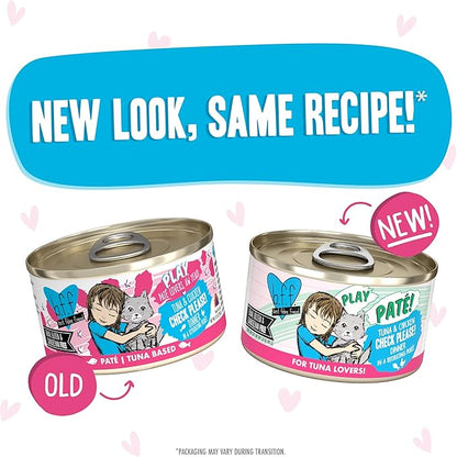 Weruva B.F.F. Play - Best Feline Friend Paté Lovers, Aw Yeah!, Tuna &amp; Chicken Check Please! with Tuna &amp; Chicken, 2.8oz Can (Pack of 12)