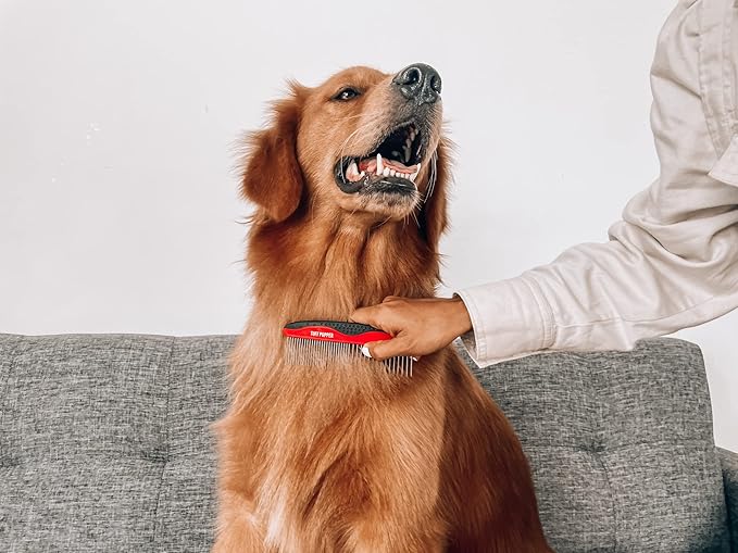 Tuff Pupper Dog Grooming Comb Set | Easily &amp; Safely Remove Dead, Matted Knotted Hair | Ergonomic Pet Detangling Combs | No-Slip Safety Handle For Precision Control | Rounded Tips Prevent Scratching