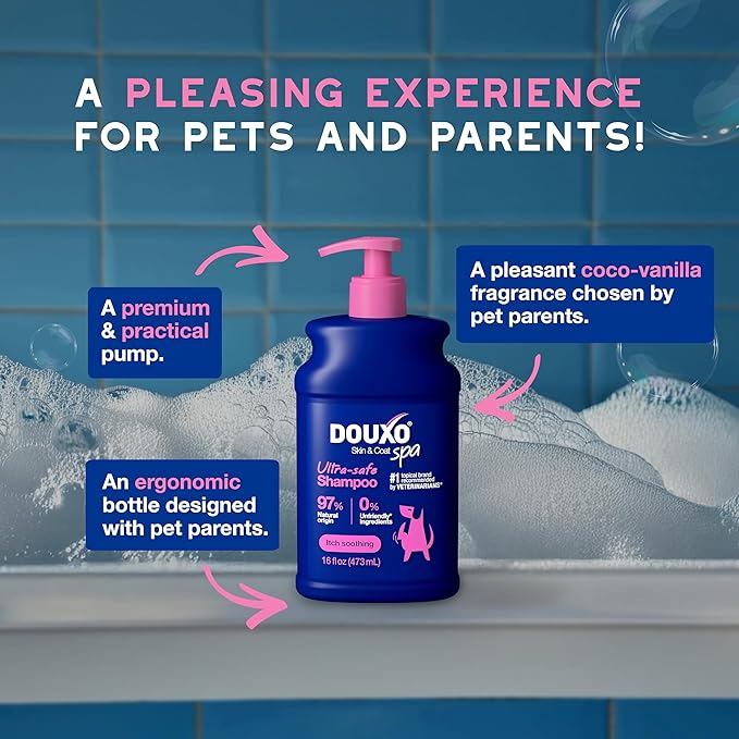 DOUXO® Skin &amp; Coat SPA - Ultra-Safe Dog Shampoo for Itchy Skin, 16 fl oz, Skin-Friendly Formula Cleans and Soothes, Leaves The Coat Soft and Radiant