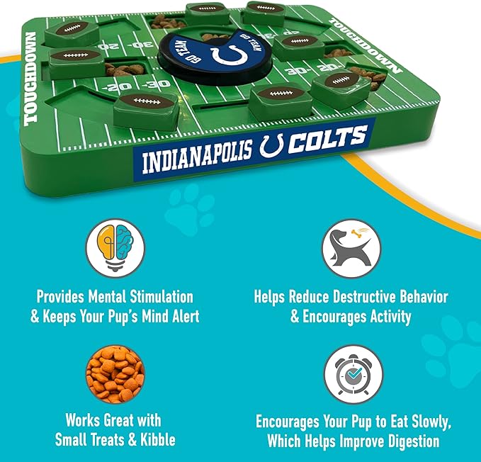 Pets First NFL Indianapolis Colts Large Puzzle Toy, New Size, Interactive Dog Treat &amp; Slow Feeding Toy
