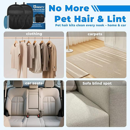 2Pcs Pet Hair Removal Gloves Kit (2 Sizes) for Dogs &amp; Cats, 2025 Newly Upgraded Five-Finger Electrostatic Pet Hair Gloves, Reusable Pet Hair Remover Tools for Clothing, Carpet, Sofa Gaps, Car Seat