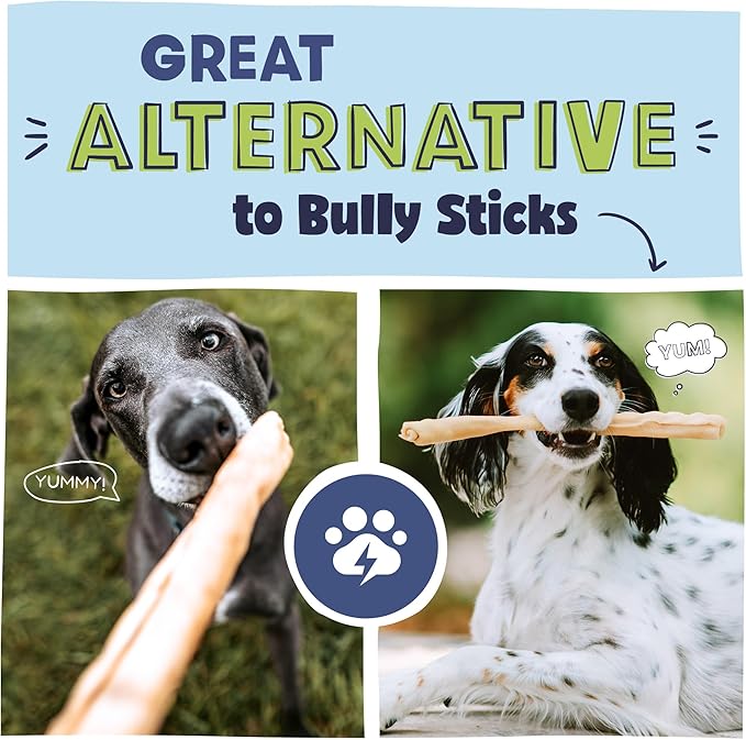 Pawstruck Natural Large 12" Beef Collagen Sticks for Dogs – Long-Lasting Rawhide Alternative, High Protein Treats with Chondroitin &amp; Glucosamine – 5 Pack