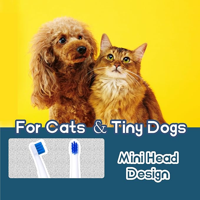 Tiny Dog Toothbrush, Small Breed Cat &amp; Puppy Tooth Brushing Kit, Ultra Soft Mini 15° Curved Head Pet Teeth Brush for Kitten, Doggy Deep Dental Clean, Soft Bristles, 2 PCS - White
