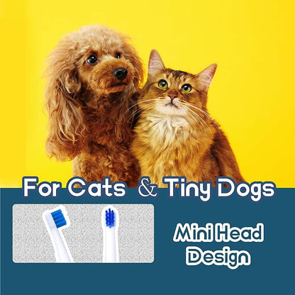 Tiny Dog Toothbrush, Small Breed Cat &amp; Puppy Tooth Brushing Kit, Ultra Soft Mini 15° Curved Head Pet Teeth Brush for Kitten, Doggy Deep Dental Clean, Soft Bristles, 2 PCS - White
