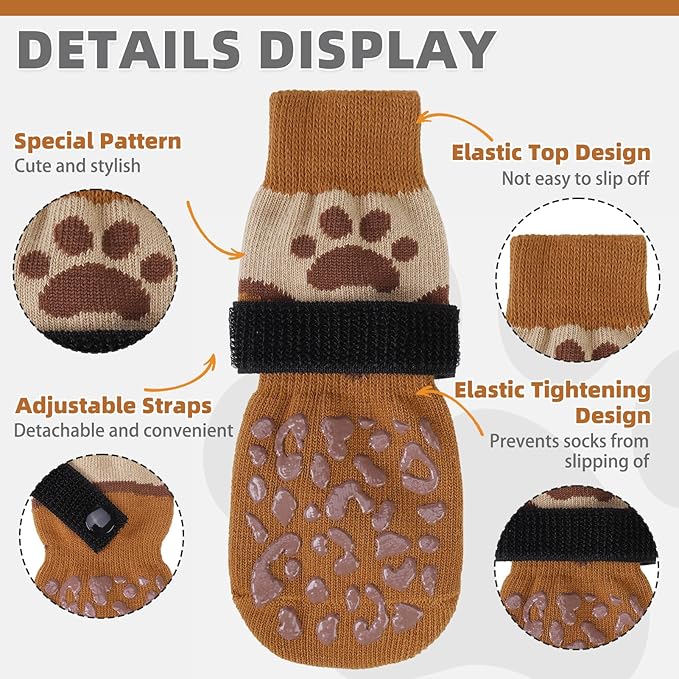 KOOLTAIL Dog Socks for Hot/Cold Pavement to Prevent Licking Paws Scratching,Anti Slip Pet Boots&amp;Paw Protector for Hardwood Floors,Traction Control Grip Booties for Small Medium Large Senior Dogs S