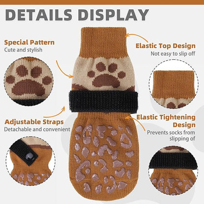 KOOLTAIL Dog Socks for Hot/Cold Pavement to Prevent Licking Paws Scratching,Anti Slip Pet Boots&amp;Paw Protector for Hardwood Floors,Traction Control Grip Booties for Small Medium Large Senior Dogs M