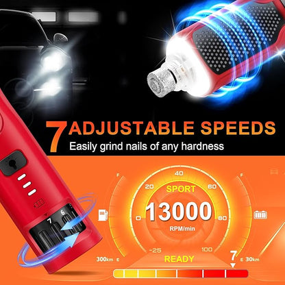 Dog Nail Grinder 7-Speed &amp; 360° LED Light, Professional Pet Nail Grinder for Dogs and Cats, Electric Dog Nail Trimmer Painless Paws Grooming &amp; Smoothing Tool for Large Medium Small Dogs Cats Pets