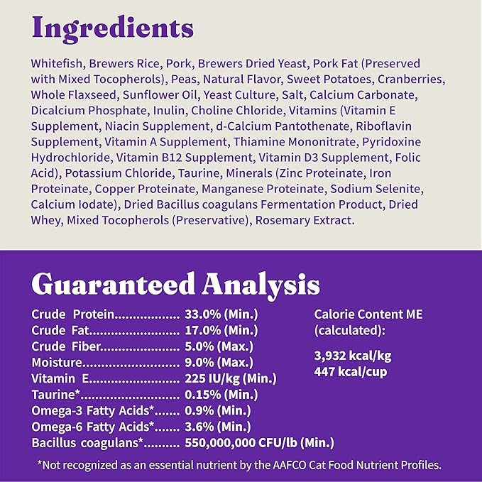 Halo Holistic Cat Food Wild Caught Salmon &amp; Whitefish Formula, Healthy Grains Dry Cat Food, For Sensitive Stomach Support, Kibble for Adult Cats, 6 lb Bag